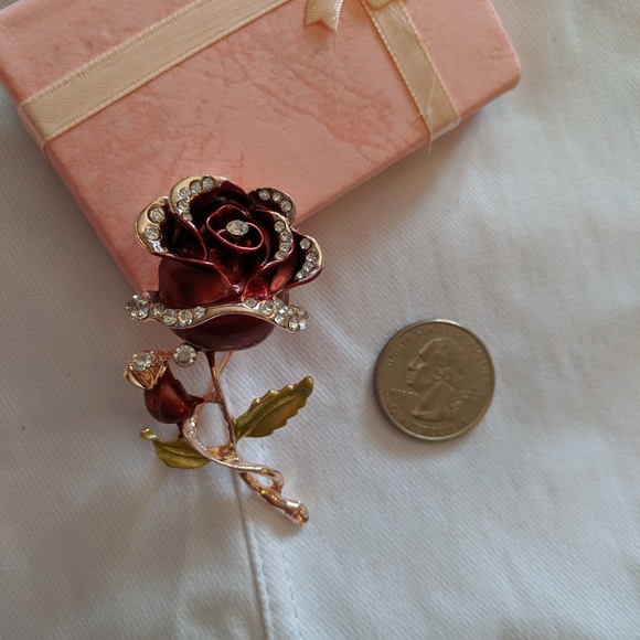 Hand Painted Rose Pin - Picture 2 of 4
